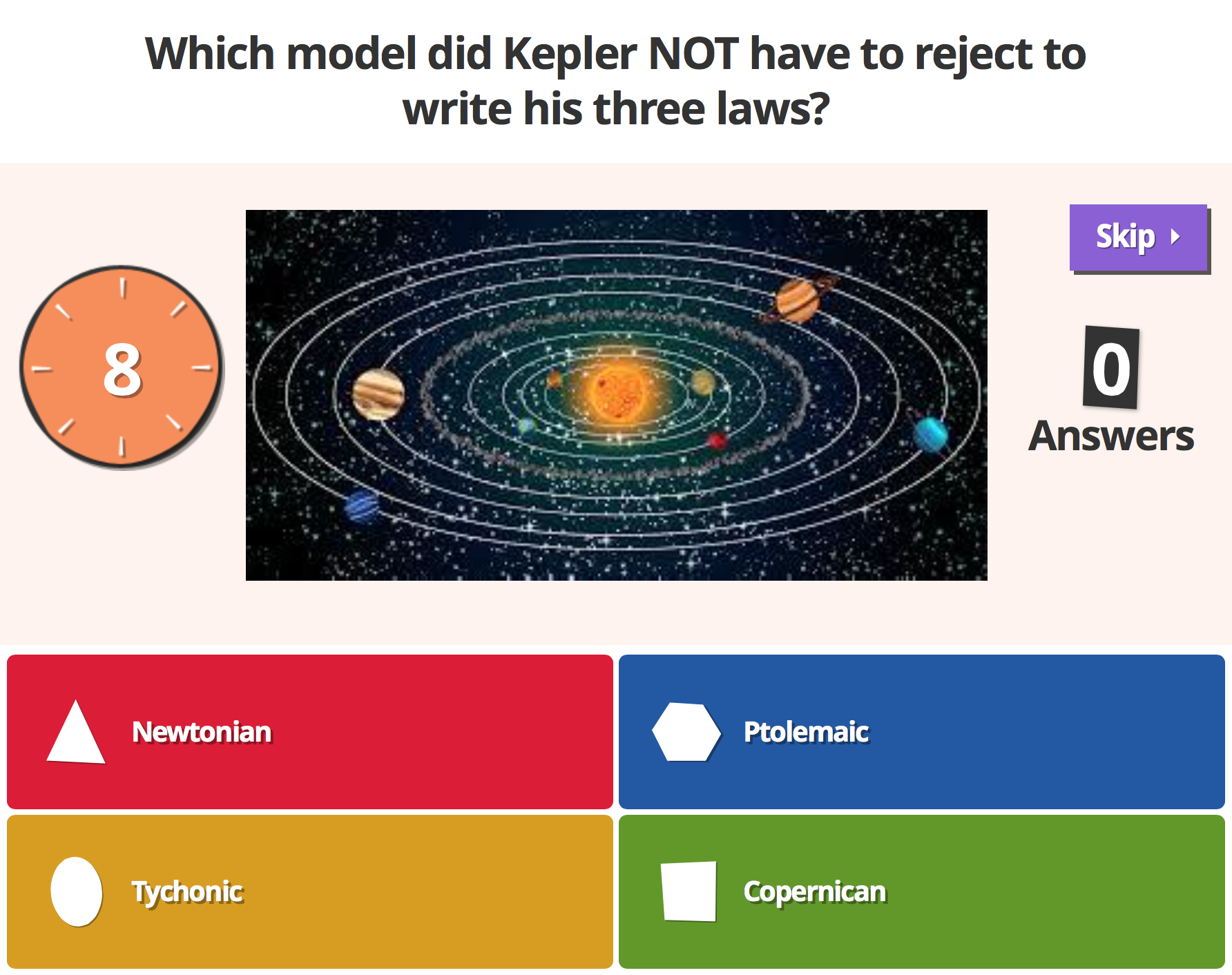 An example of Kahoot! being used